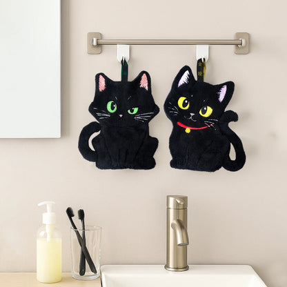 2pcs Black Cat Hand Towel Cute Handkerchief Towels Halloween Decoration 2025 Kitchen Towels for Hands Super Absorbent Towel