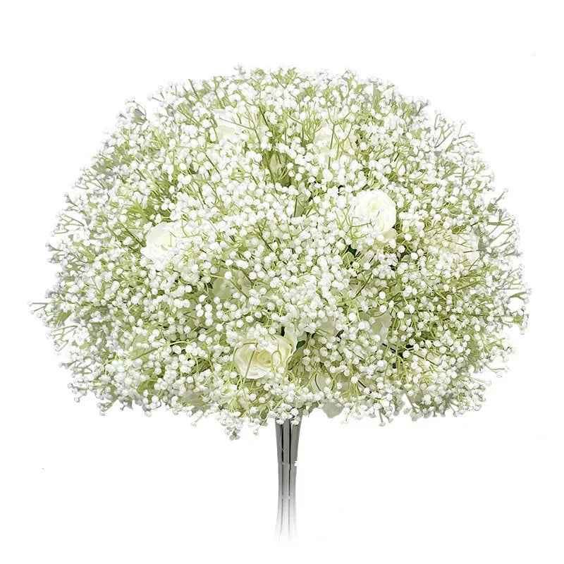 White Baby's Breath Artificial Flowers Silk Hydrangea Bunch Outdoor Wedding Decor Runners Home Decoration Props