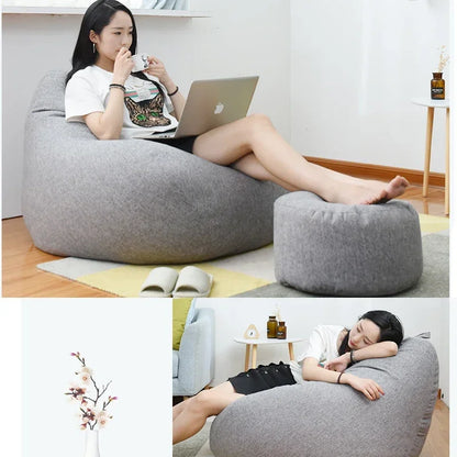 Large Bean Bag Lazy Seat Chair Sofa Cover Couch Soft Fluffy Breathable Adult Child Tatami Living Room Decorative Outdoor