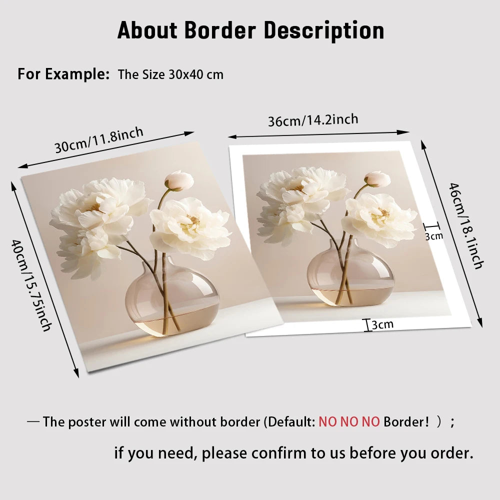 1PC/3PCS Frameless Nordic Beige Peony Flowers Canvas Painting Modern Floral Botanical Posters Aesthetic Wall Art Home Decoration