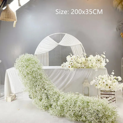 White Baby's Breath Artificial Flowers Silk Hydrangea Bunch Outdoor Wedding Decor Runners Home Decoration Props