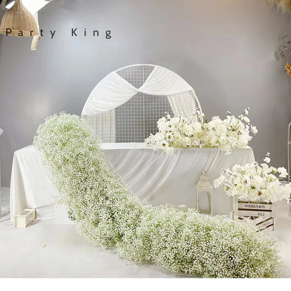 White Baby's Breath Artificial Flowers Silk Hydrangea Bunch Outdoor Wedding Decor Runners Home Decoration Props