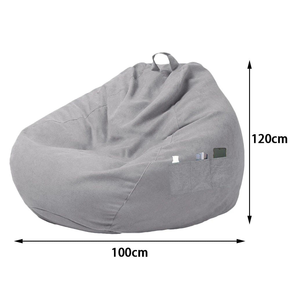 Large Bean Bag Lazy Seat Chair Sofa Cover Couch Soft Fluffy Breathable Adult Child Tatami Living Room Decorative Outdoor