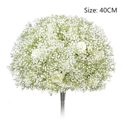 White Baby's Breath Artificial Flowers Silk Hydrangea Bunch Outdoor Wedding Decor Runners Home Decoration Props