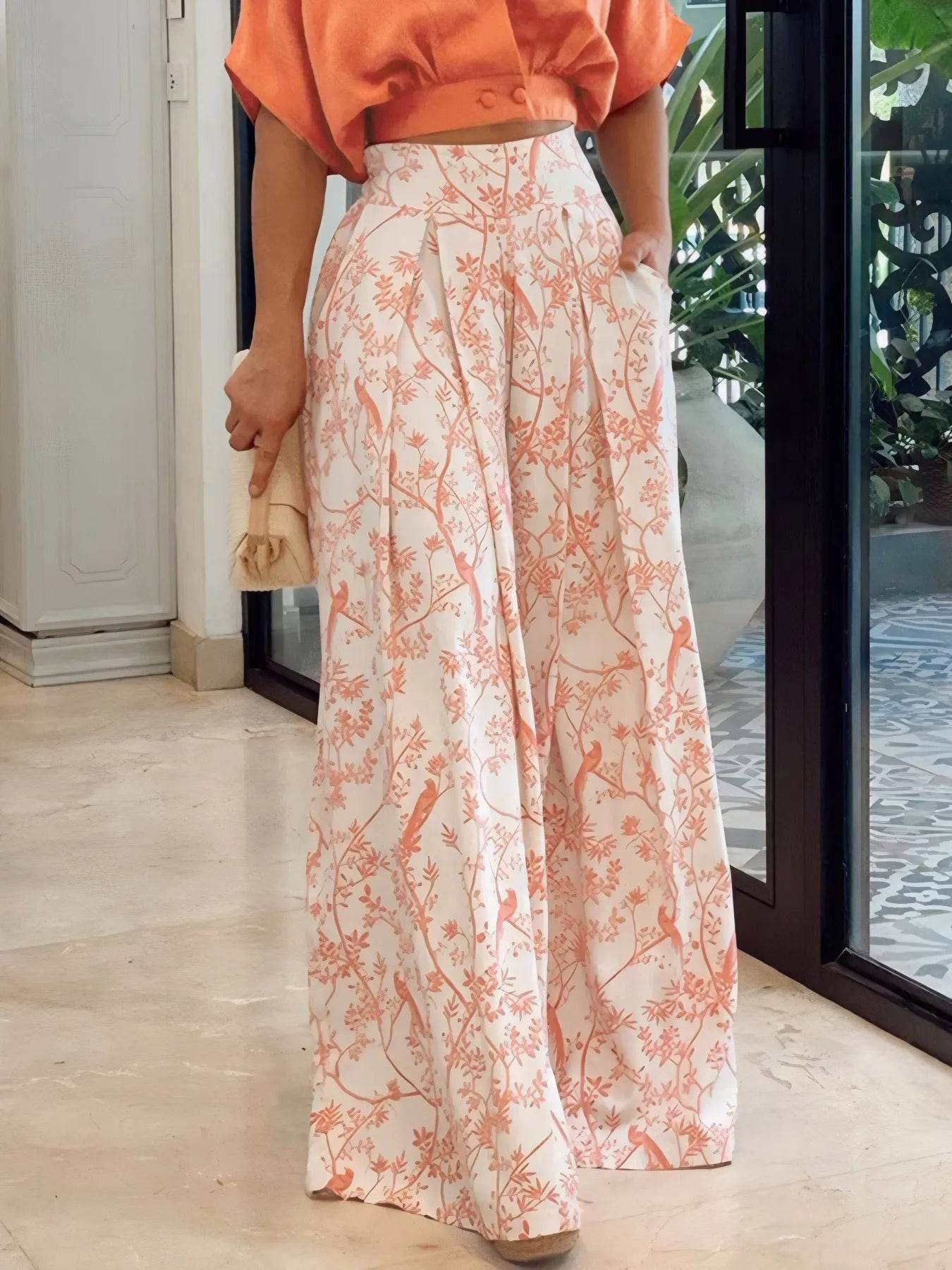 Surplice Top and High Waist Pants Set - Tredona LLC