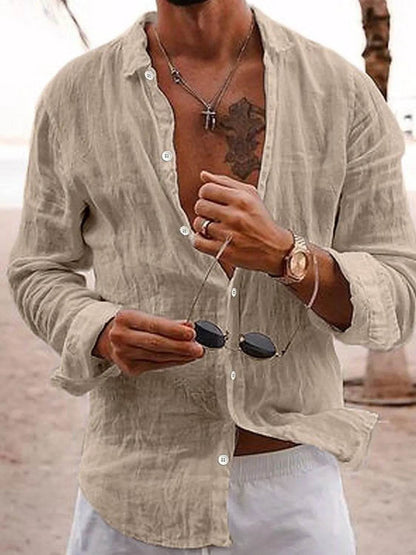 Men's Full Size Button Up Long Sleeve Shirt Plus Size - Tredona LLC
