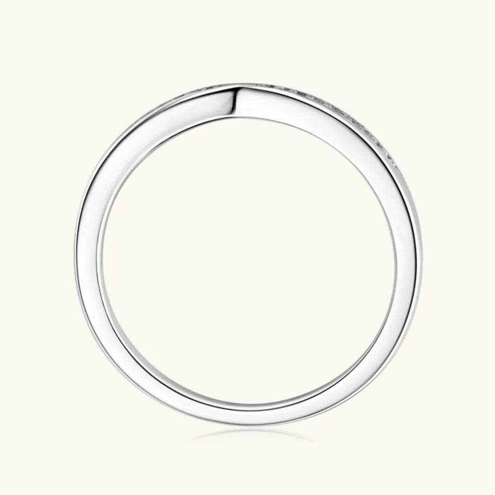 925 Sterling Silver Inlaid Moissanite Ring - Tredona LLC