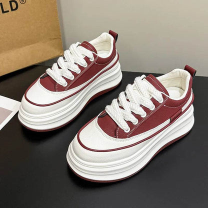 Lace-Up Contrast Platform Sneakers - Tredona LLC