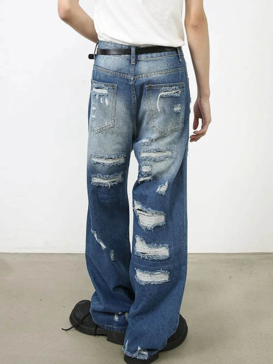 Men's Distressed Jeans with Pockets - Tredona LLC