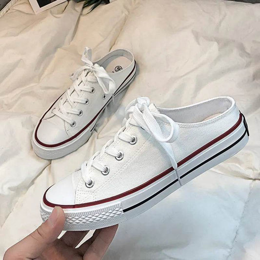 Round Toe Lace-Up Canvas Sneakers - Tredona LLC