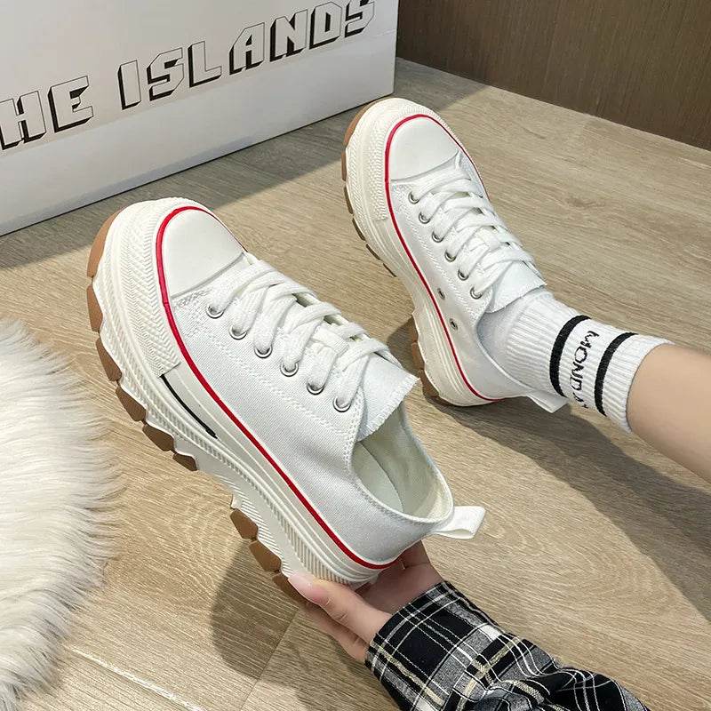 Round Toe Platform Canvas Sneakers - Tredona LLC