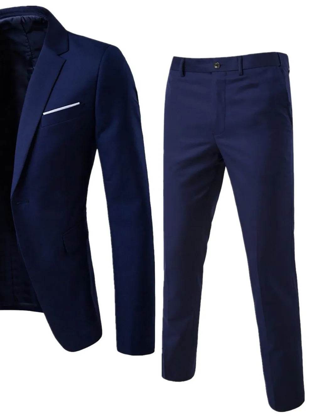 Men's Full Size Slim Fit One Button Top and Pants Two-Piece Blazer Set Plus Size - Tredona LLC