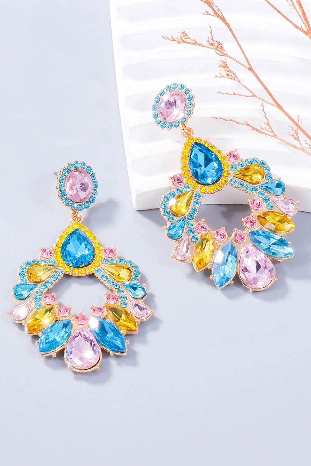 Alloy Rhinestone Dangle Earrings - Tredona LLC