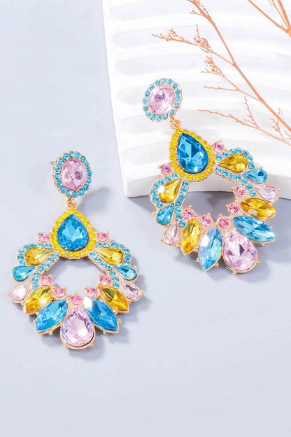 Alloy Rhinestone Dangle Earrings - Tredona LLC