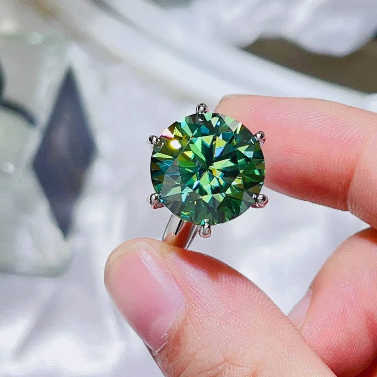 10 Carat Moissanite 925 Sterling Silver Ring - Tredona LLC