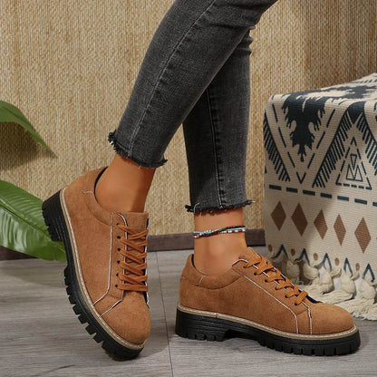 Lace Up Round Toe Platform Sneakers - Tredona LLC