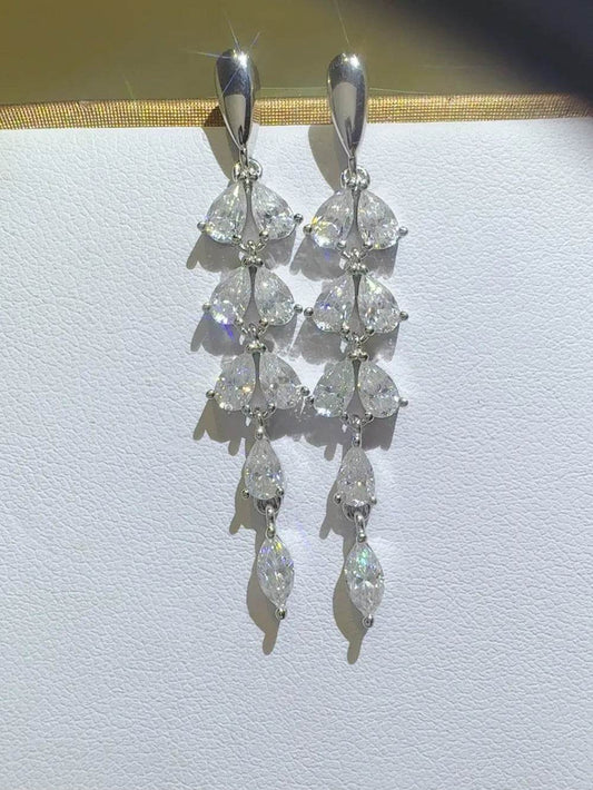 6 Carat Moissanite 925 Sterling Silver Bar Earrings - Tredona LLC