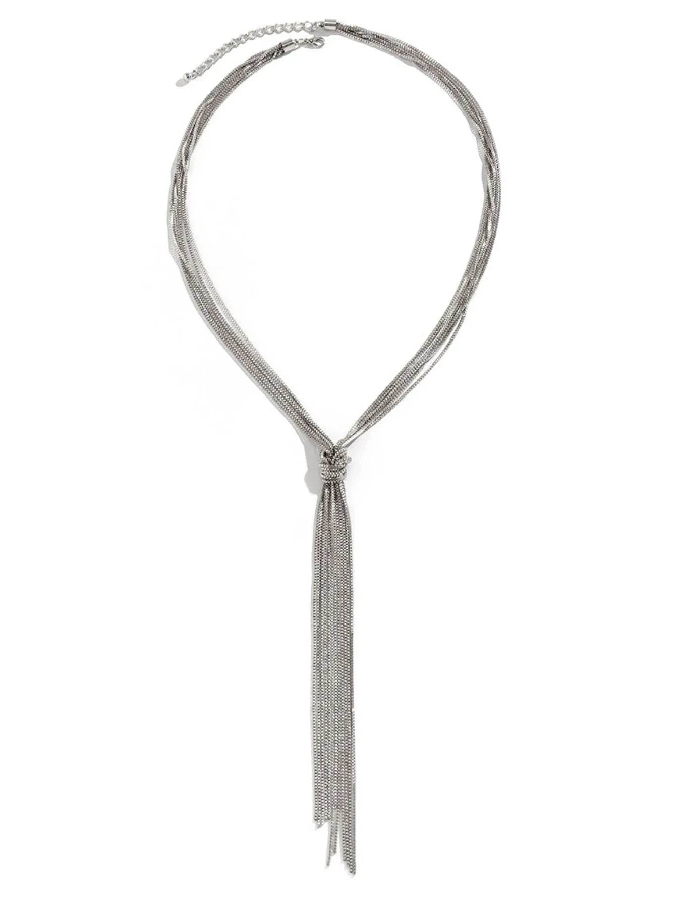 Twisted Knot ChainTassel Necklace - Tredona LLC