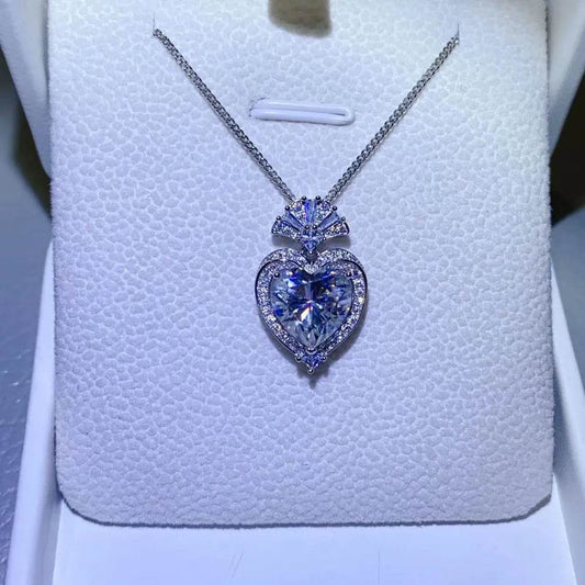 3 Carat Moissanite 925 Sterling Silver Heart Pendant Necklace - Tredona LLC
