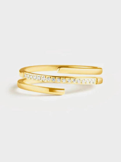 925 Sterling Silver Inlaid Zircon Ring - Tredona LLC