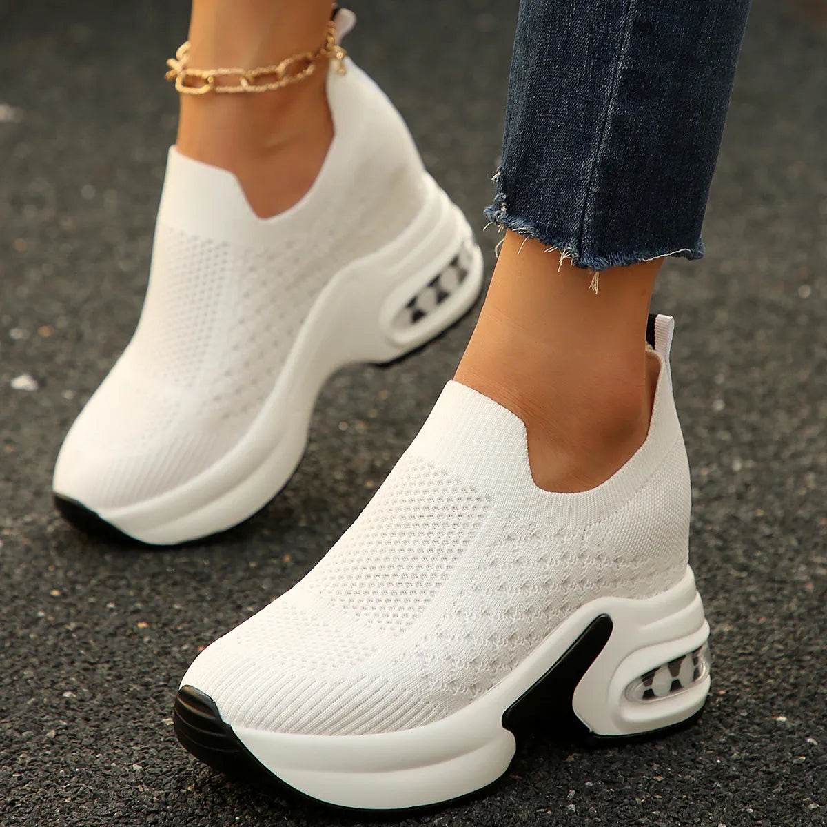 Breathable Mesh Platform Sneakers - Tredona LLC