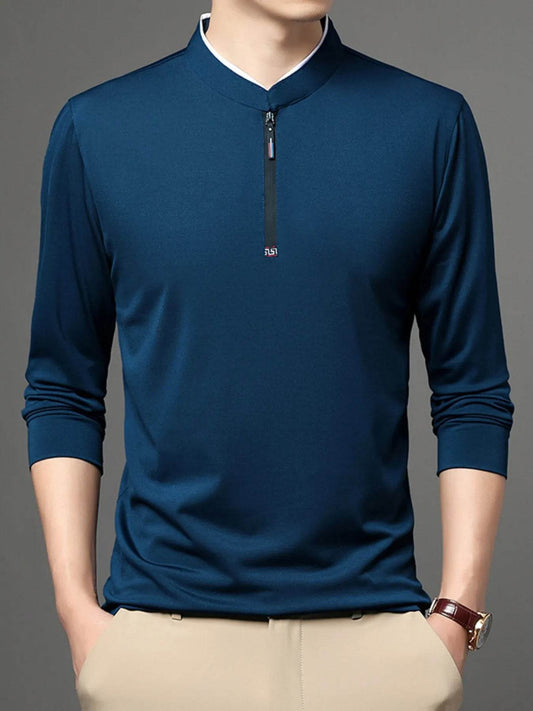 Men's Plus Size Quarter Zip Long Sleeve Top - Tredona LLC