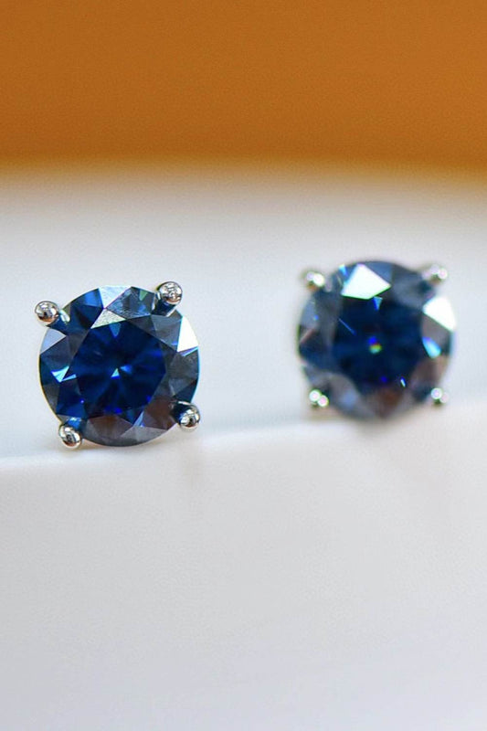 2 Carat Moissanite Four-Prong Platinum-Plated Earrings - Tredona LLC