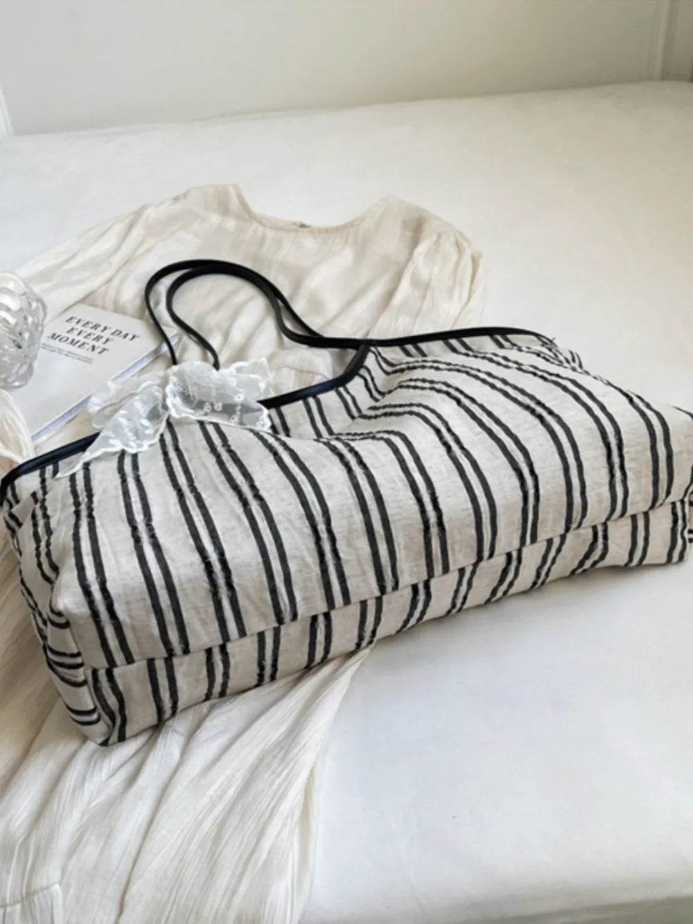 Striped Canvas Tote Bag - Tredona LLC