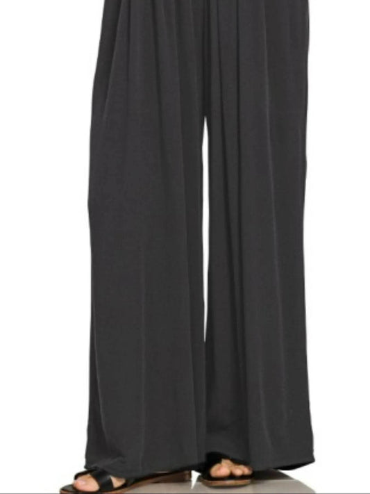 Zenana Woven Rayon Crepe Wide Leg Overalls - Tredona LLC