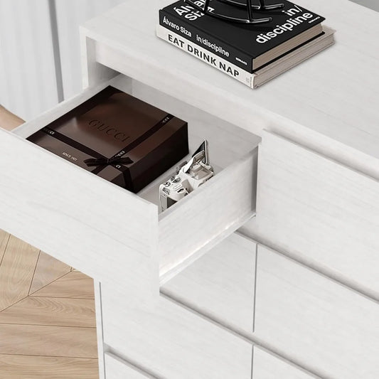 8 Drawers Dresser for Bedroom, Tall Dresser with 8 Drawers Wood Double Dresser Chest of Drawers, Modern Wide Storage Organizer C