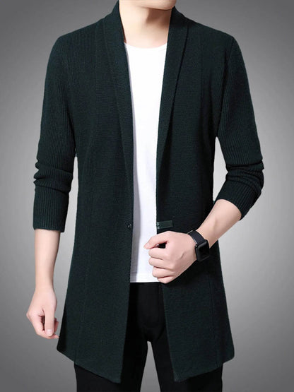 Men's Full Size Long Sleeve Longline Cardigan Plus Size - Tredona LLC