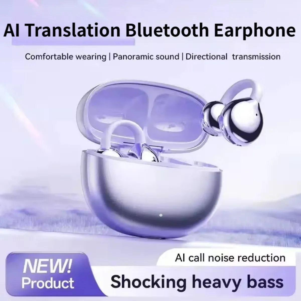Bluetooth Earphone Open Ear Clip Intelligent Real-time AI Translation 134 Languages Office Travel Wireless Translate Earphone