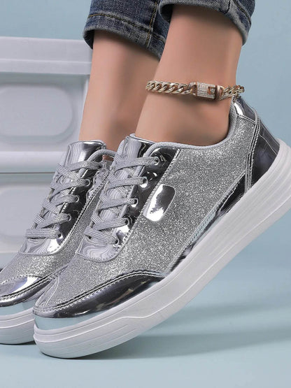Glitter Metallic Platform Sneakers - Tredona LLC