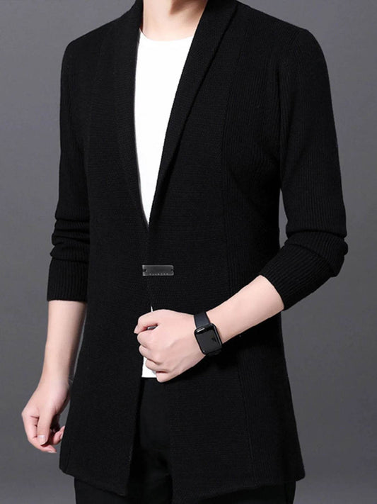 Men's Full Size Long Sleeve Longline Cardigan Plus Size - Tredona LLC