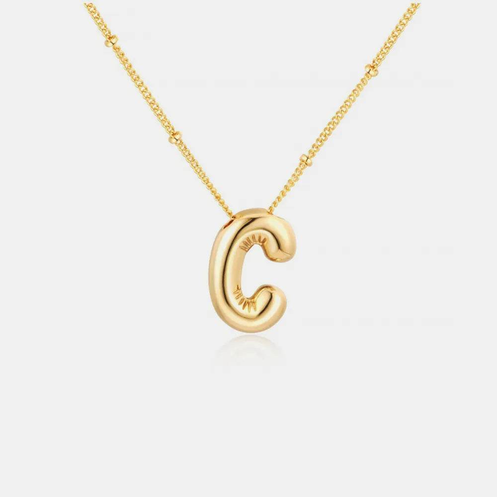 Gold-Plated Bubble Initial Necklace - Tredona LLC