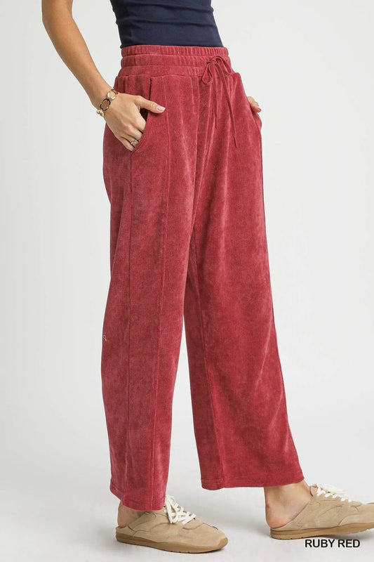 Umgee Drawstring Wide Leg Pants - Tredona LLC