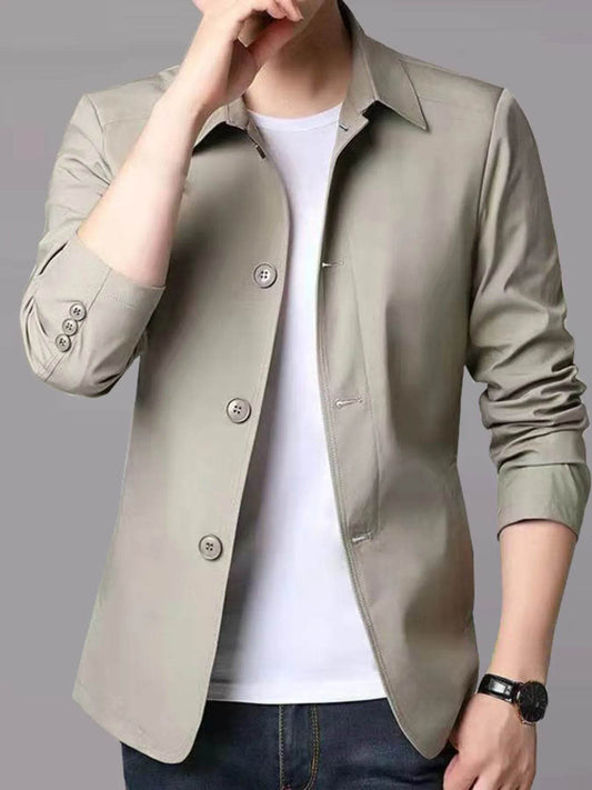 Men's Plus Size Button Up Long Sleeve Jacket - Tredona LLC