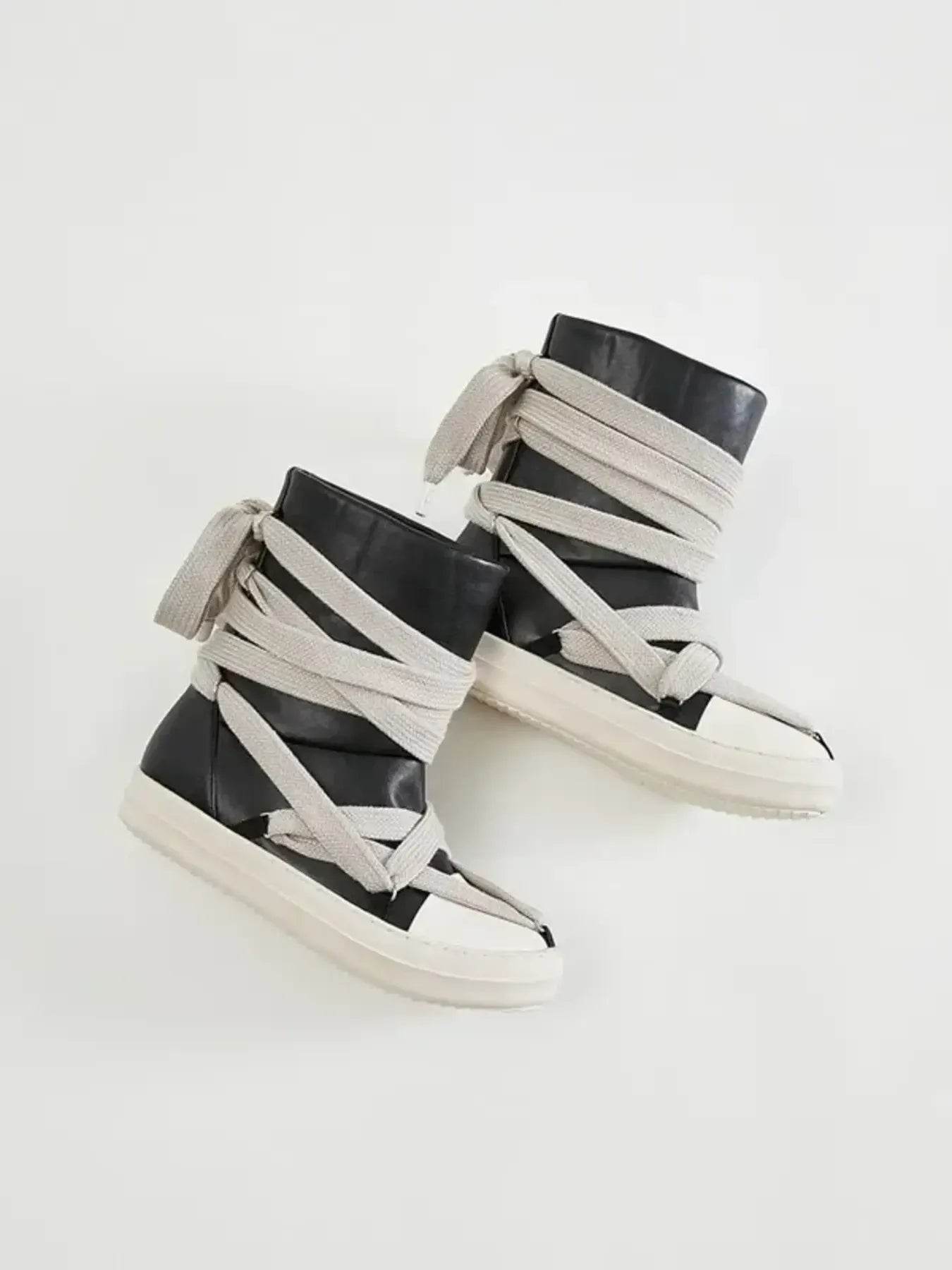Lace-Up Round Neck Sneaker Boots - Tredona LLC