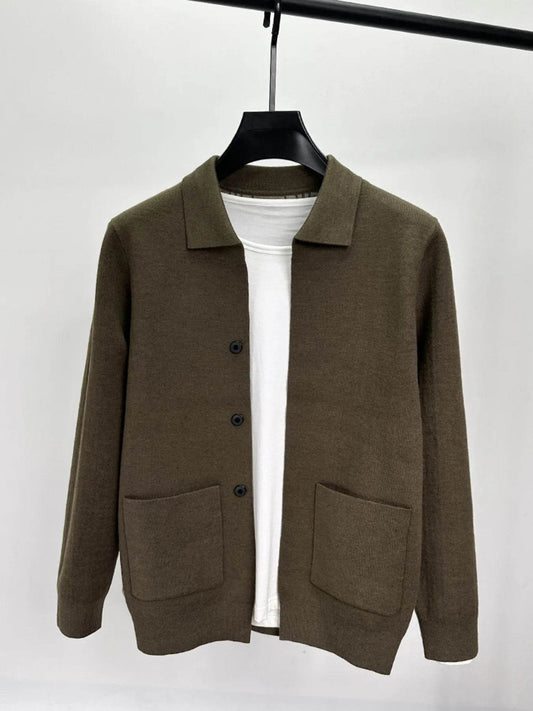 Men's Plus Size Button-Up Cardigan with Pockets - Tredona LLC
