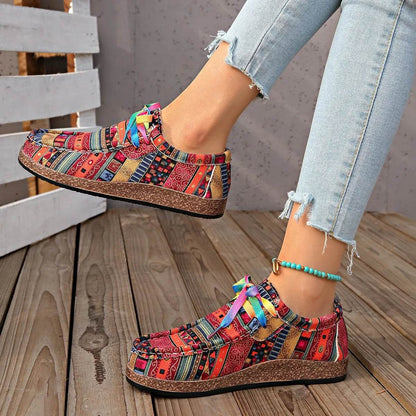 Printed Round Toe Sneakers - Tredona LLC