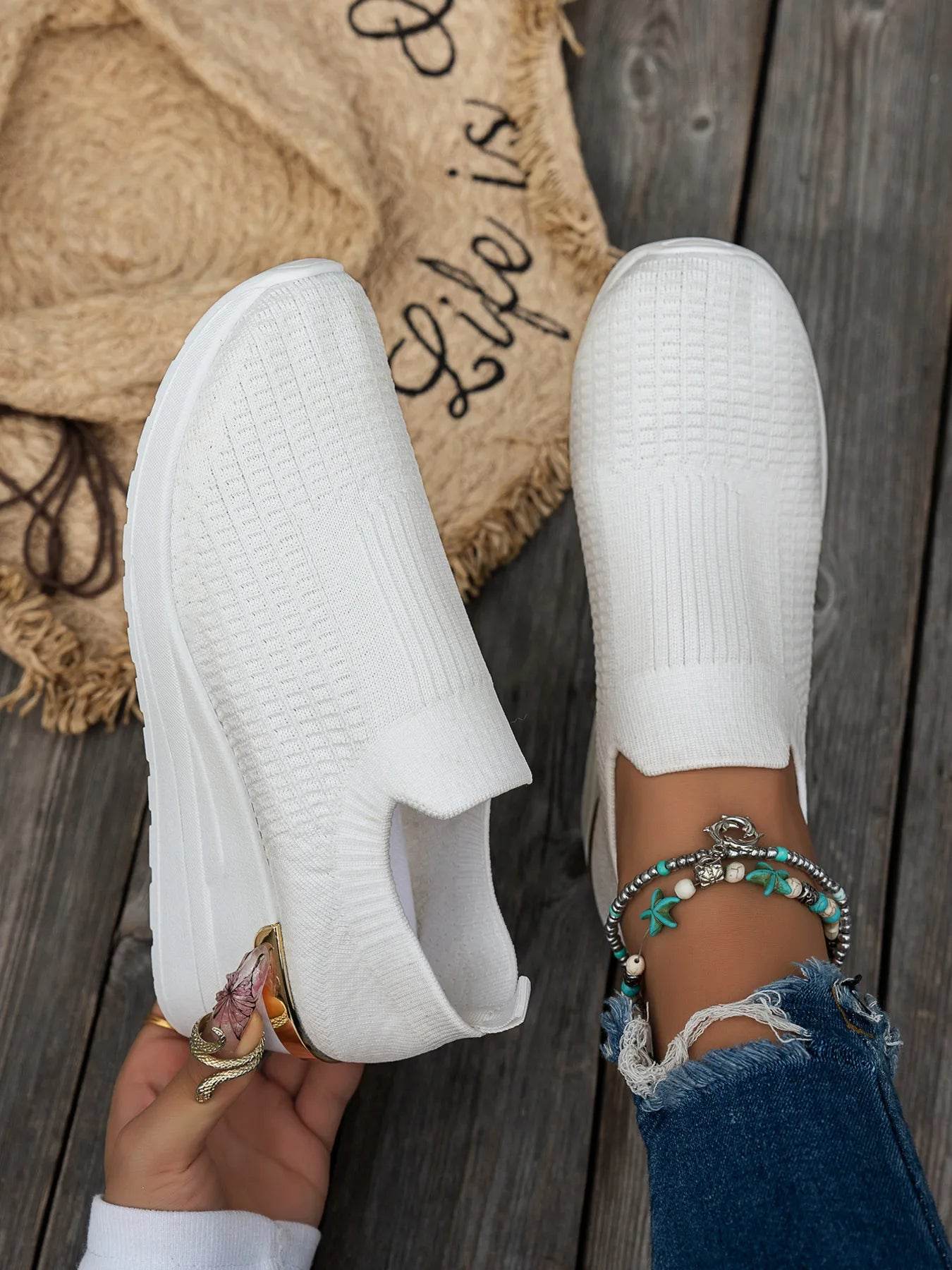 Round Toe Wedge Sneakers - Tredona LLC