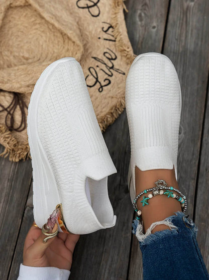 Round Toe Wedge Sneakers - Tredona LLC