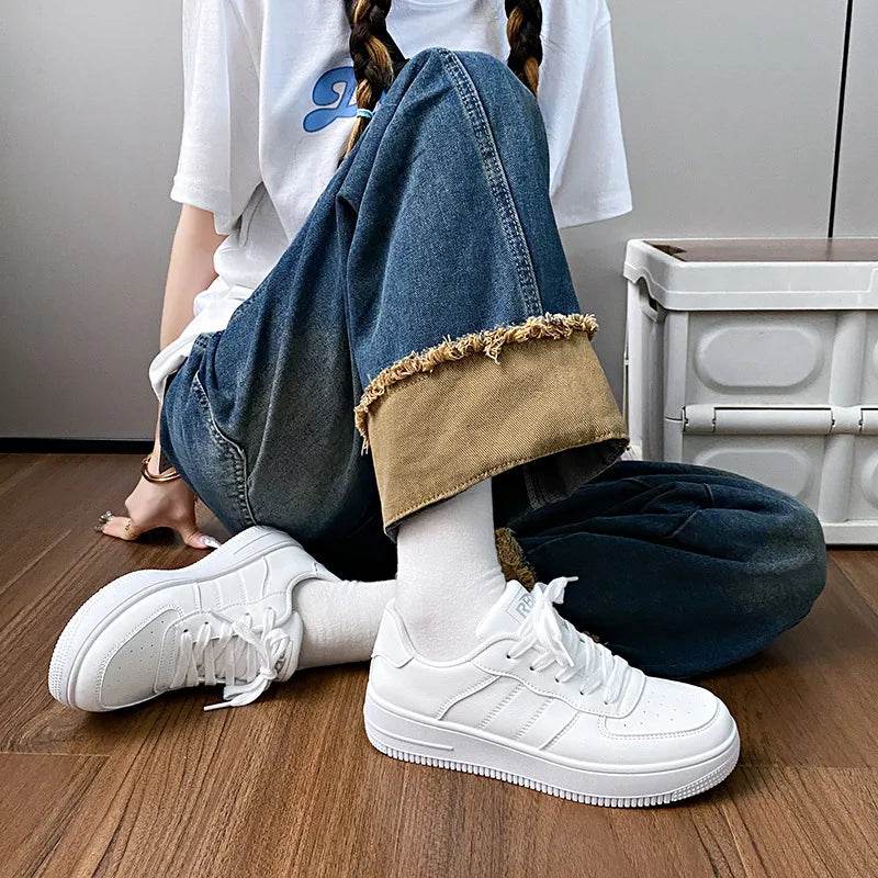 Lace-Up Round Toe Platform Sneakers - Tredona LLC