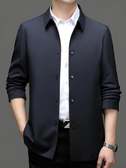 Men's Plus Size Button Up Long Sleeve Jacket - Tredona LLC
