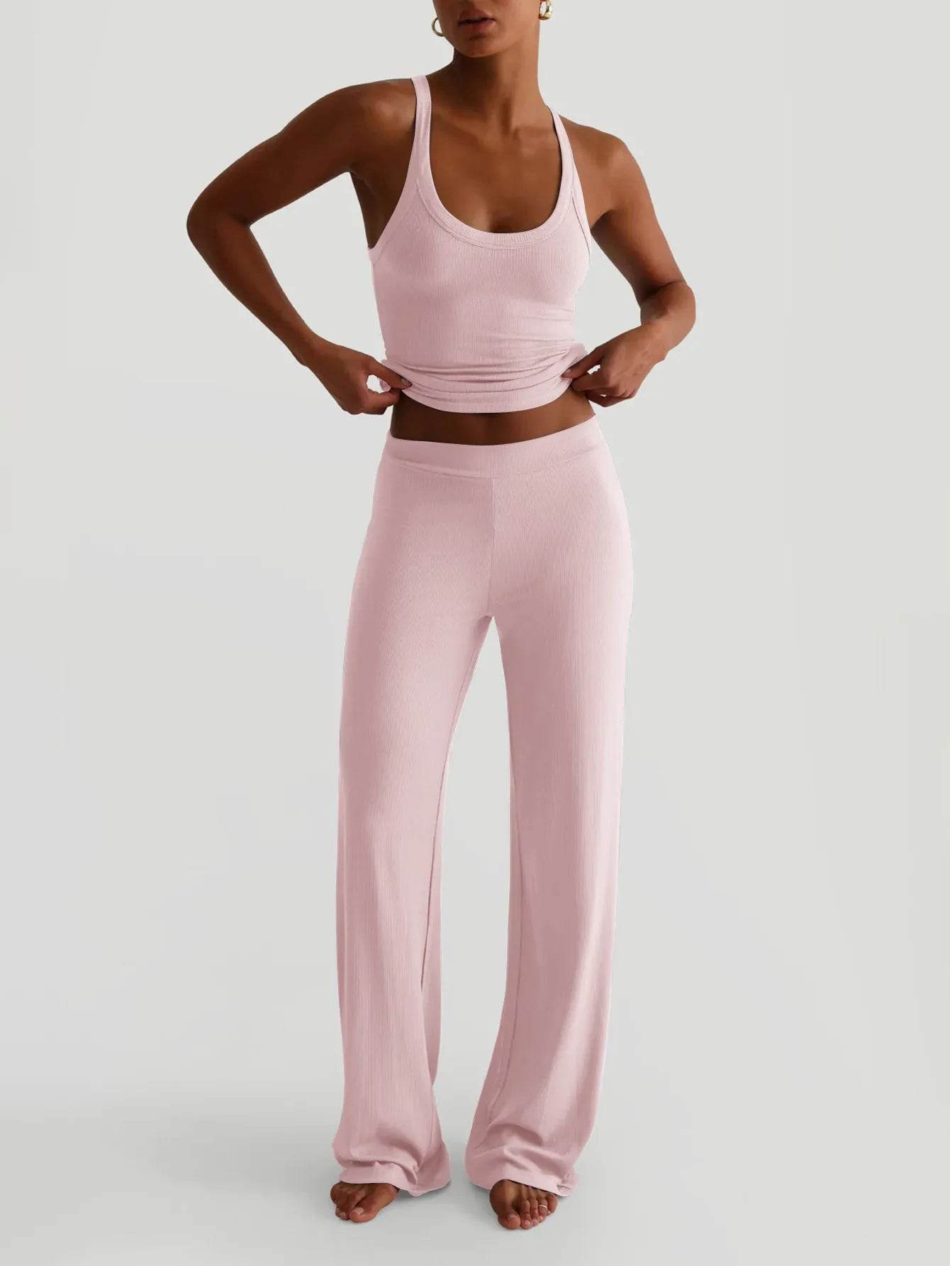 Scoop Neck Tank and Pants Set - Tredona LLC