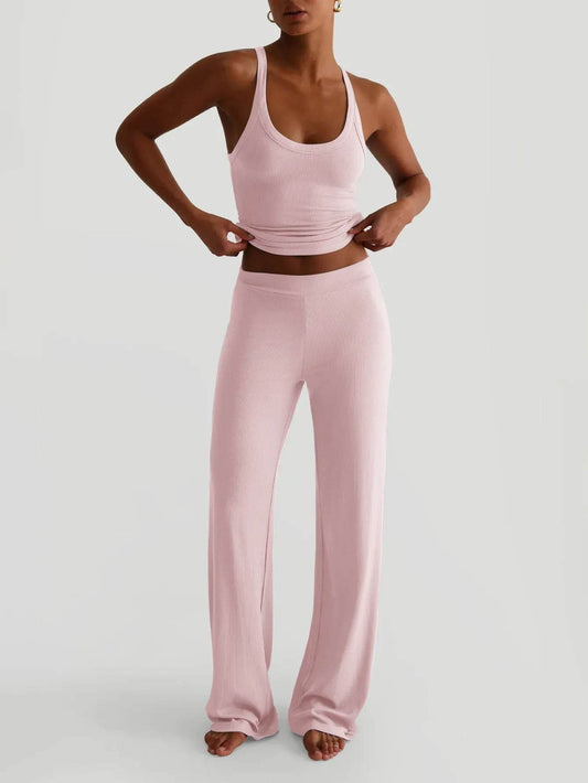 Scoop Neck Tank and Pants Set - Tredona LLC