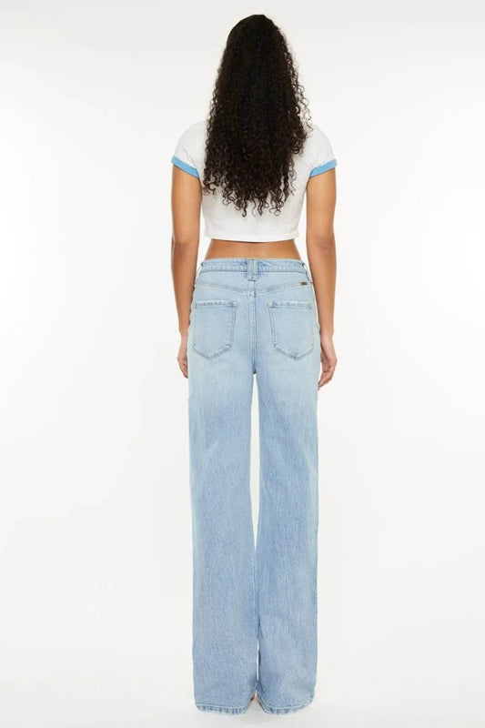 Kancan Distressed High Waist Straight Jeans - Tredona LLC