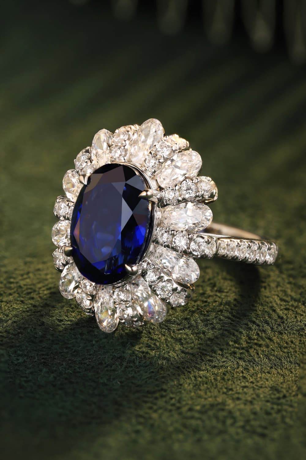 5 Carat Lab-Grown Sapphire Flower Shape Ring - Tredona LLC