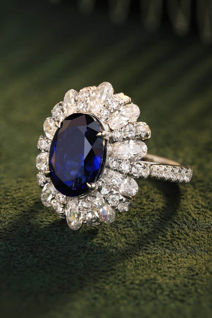 5 Carat Lab-Grown Sapphire Flower Shape Ring - Tredona LLC