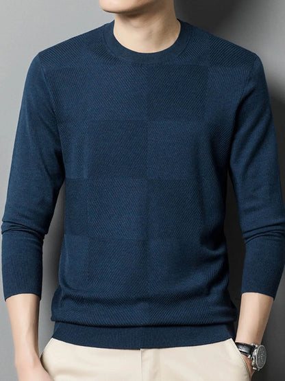 Men's Plus Size Round Neck Long Sleeve Sweater - Tredona LLC